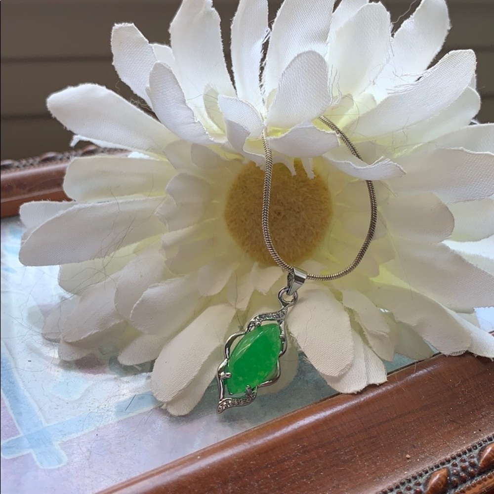 New, Sterling Silver Jade Necklace